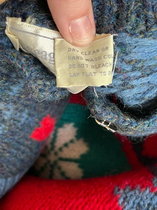 Vintage 80s Eagle eye patchwork wool hand knit cottagecore sweater jumper top - Picture 8 of 10